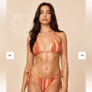 MONDAY SWIMWEAR PALMA TOP & BOTTOM IN SARDINIA STRIPE, SIZE MEDIUM